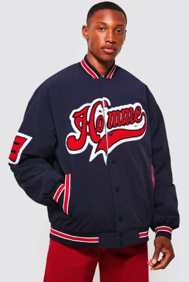 Navy Homme varsity bomber