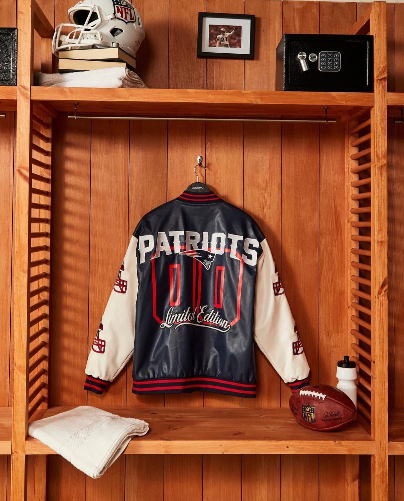 Patriots varsity jacket, back