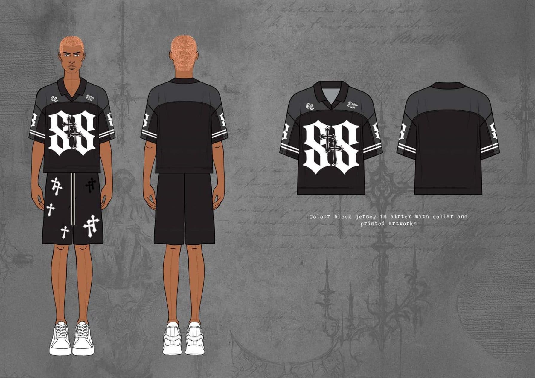 Colour-block airtex jersey